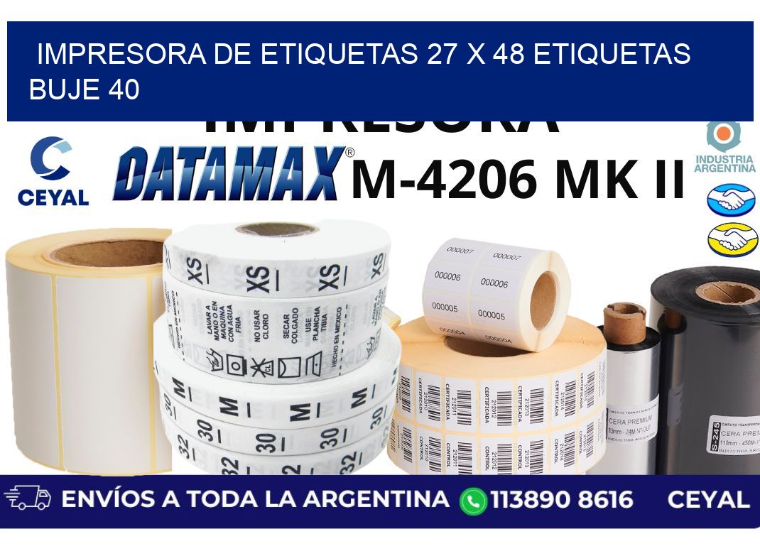 impresora de etiquetas 27 x 48 etiquetas buje 40