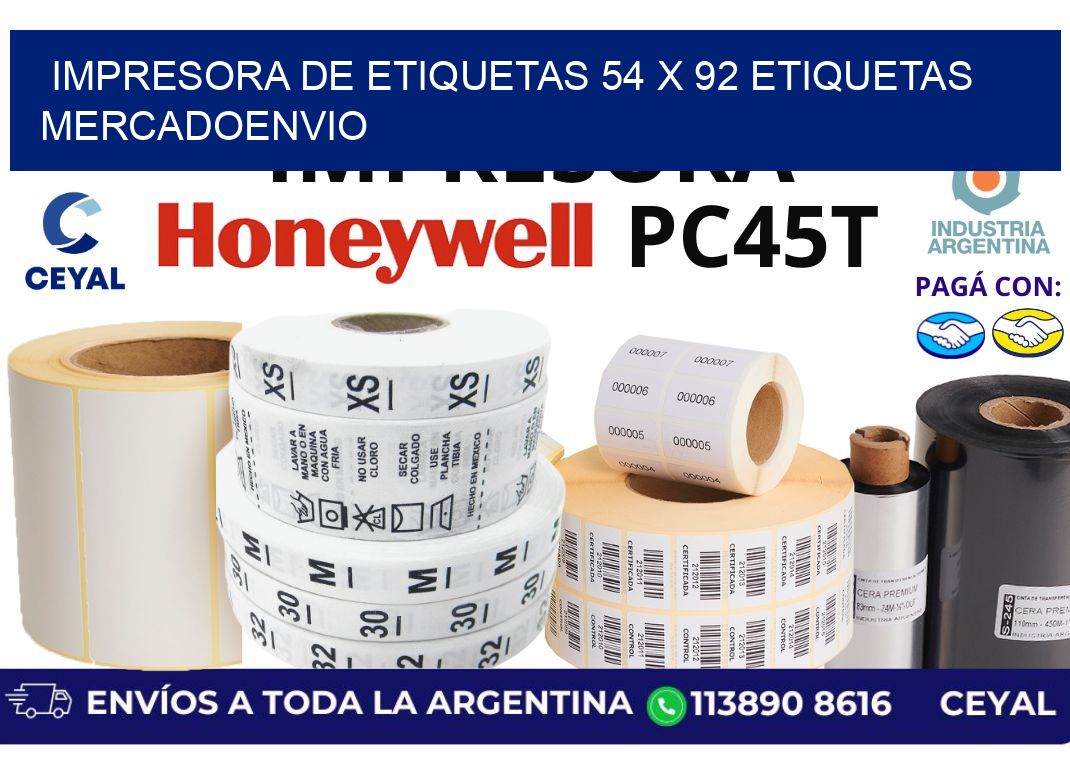 impresora de etiquetas 54 x 92 etiquetas mercadoenvio