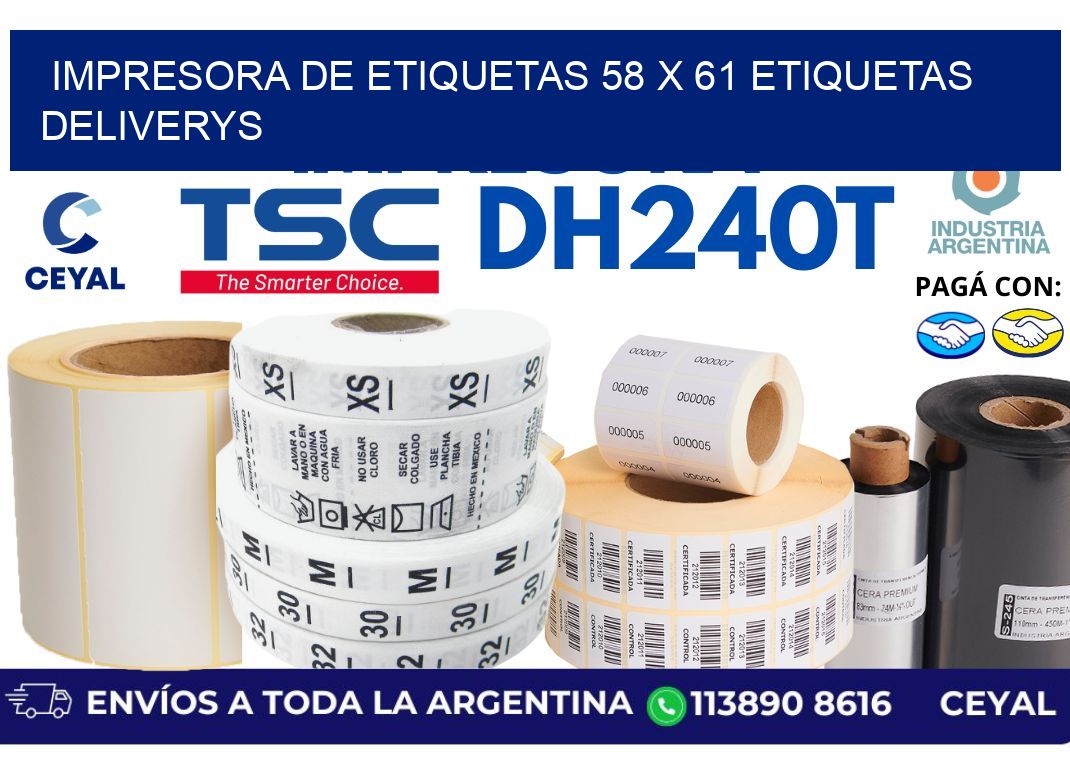 impresora de etiquetas 58 x 61 etiquetas deliverys