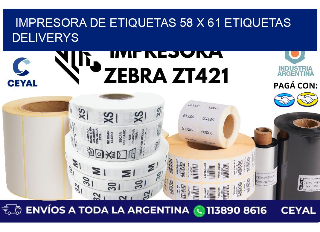impresora de etiquetas 58 x 61 etiquetas deliverys