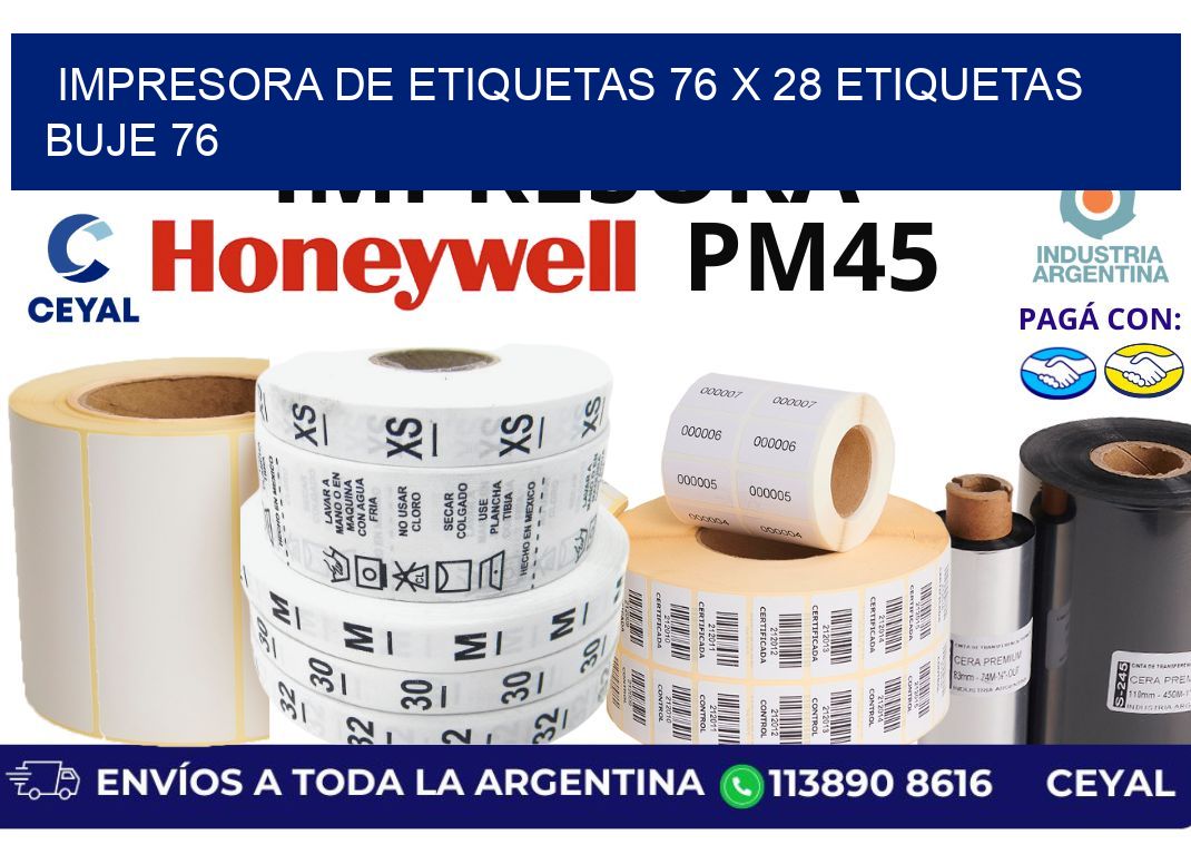 impresora de etiquetas 76 x 28 etiquetas buje 76