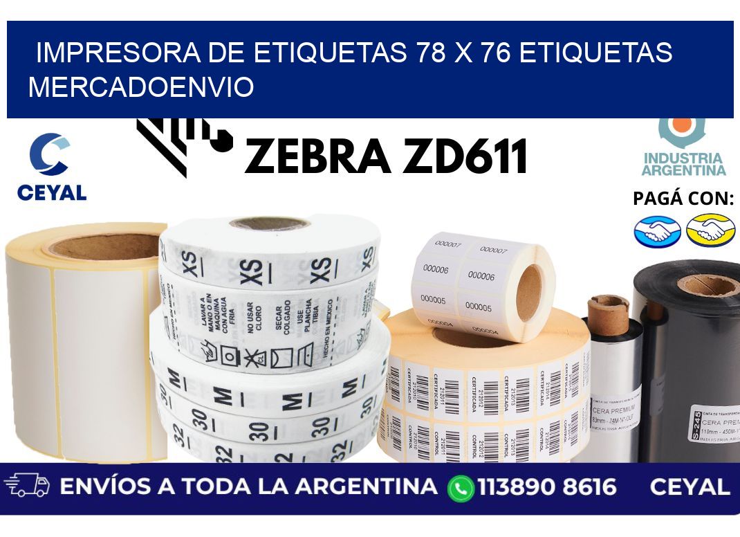 impresora de etiquetas 78 x 76 etiquetas mercadoenvio