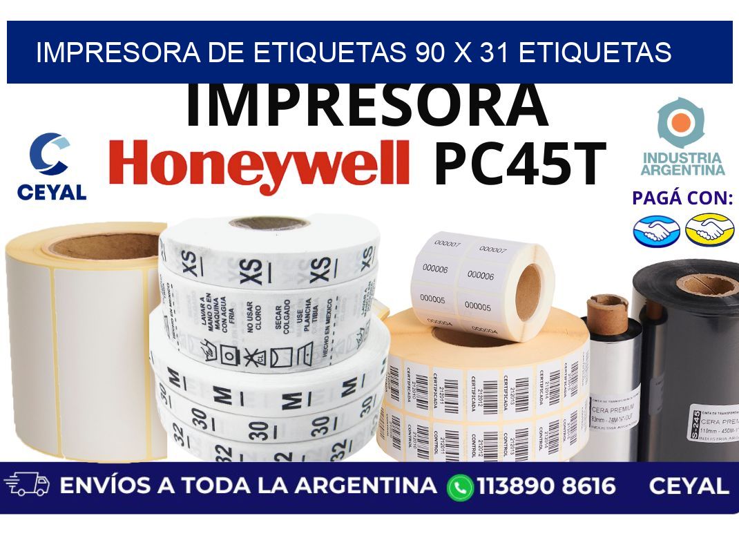 impresora de etiquetas 90 x 31 etiquetas