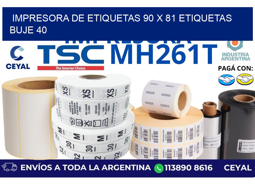 impresora de etiquetas 90 x 81 etiquetas buje 40