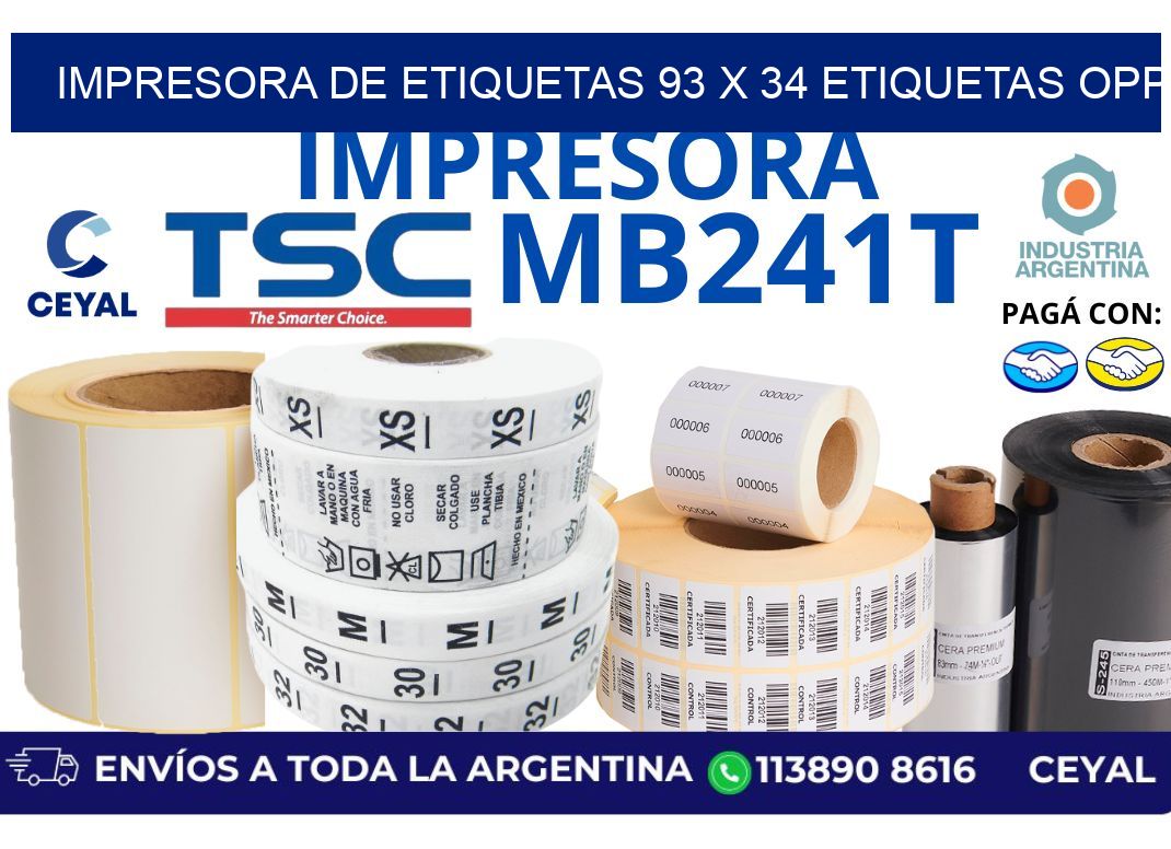 impresora de etiquetas 93 x 34 etiquetas opp