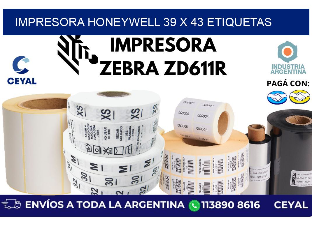 impresora honeywell 39 x 43 etiquetas