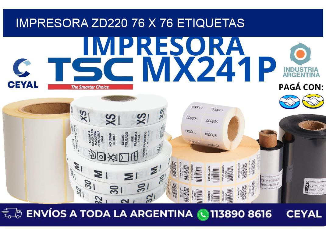 impresora zd220 76 x 76 etiquetas