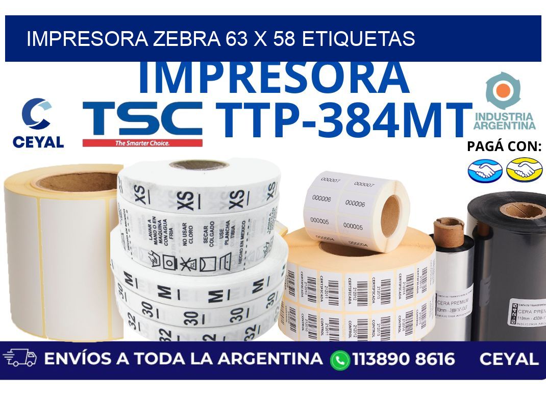 impresora zebra 63 x 58 etiquetas