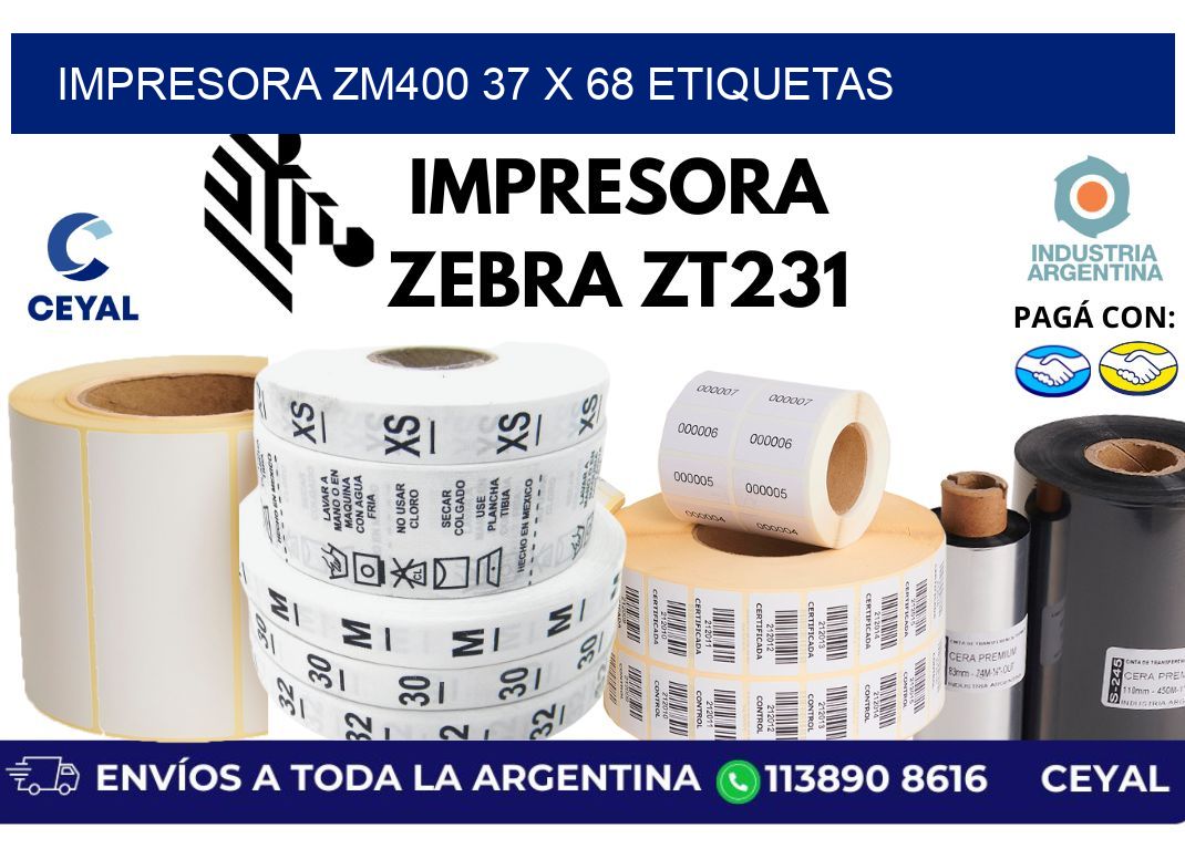 impresora zm400 37 x 68 etiquetas