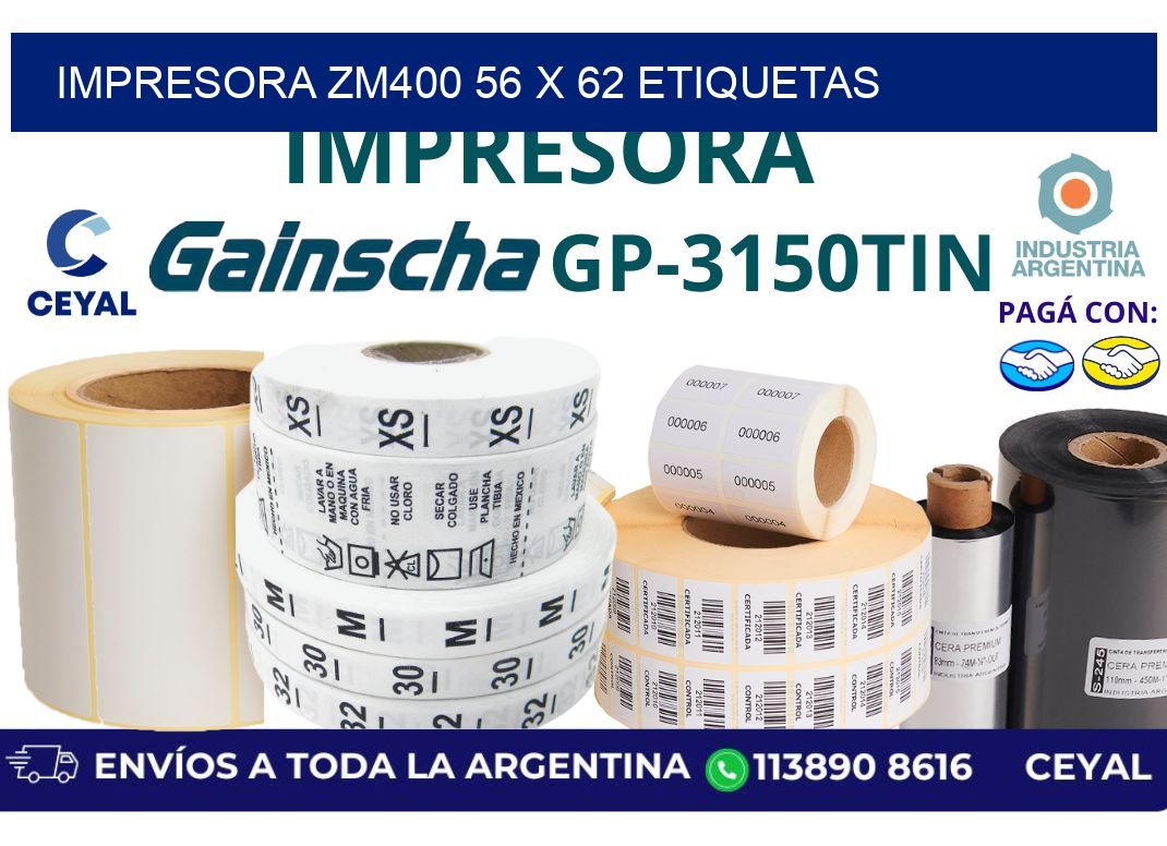 impresora zm400 56 x 62 etiquetas