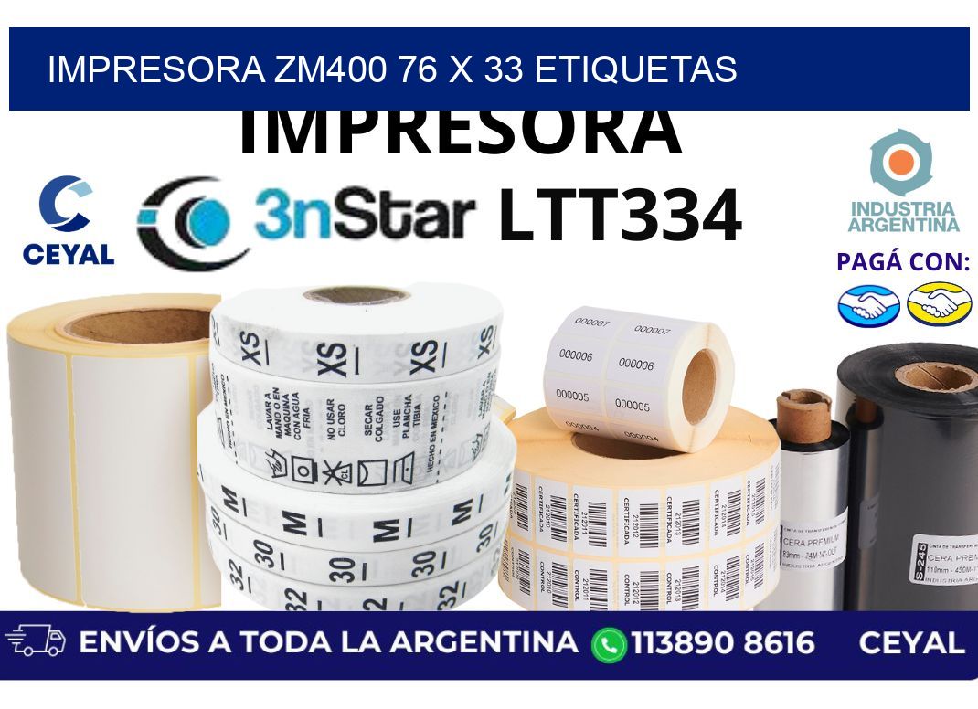 impresora zm400 76 x 33 etiquetas