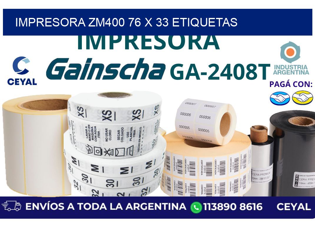 impresora zm400 76 x 33 etiquetas