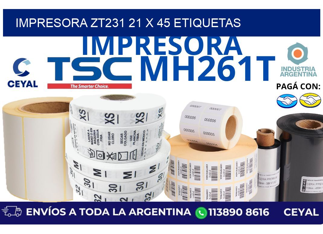 impresora zt231 21 x 45 etiquetas
