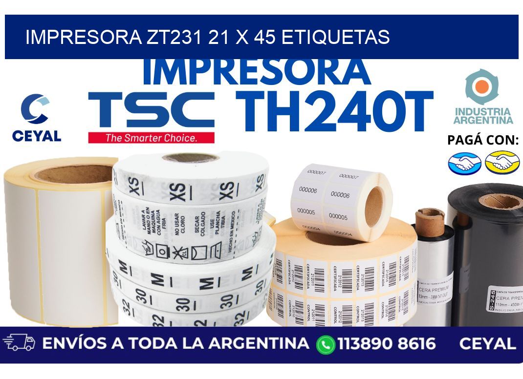 impresora zt231 21 x 45 etiquetas