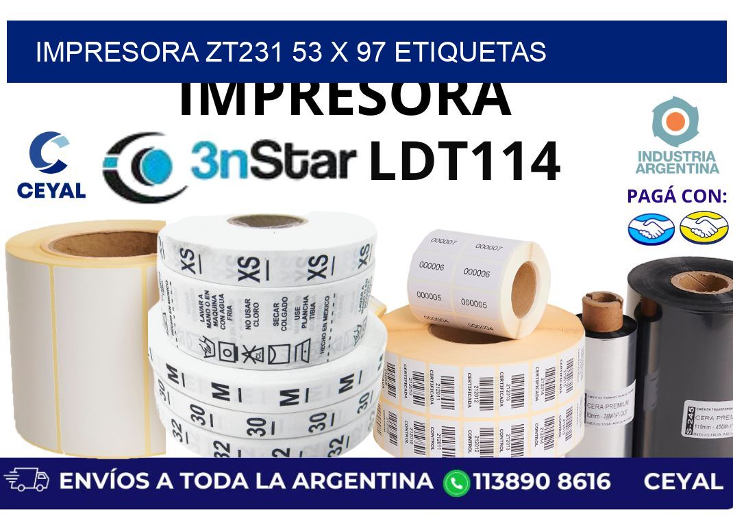 impresora zt231 53 x 97 etiquetas