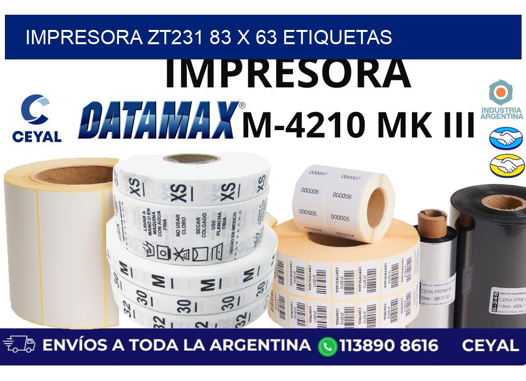 impresora zt231 83 x 63 etiquetas