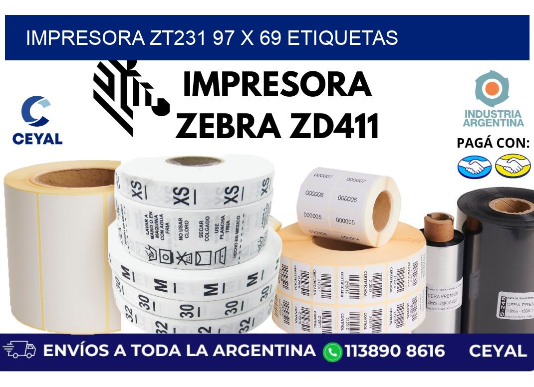 impresora zt231 97 x 69 etiquetas