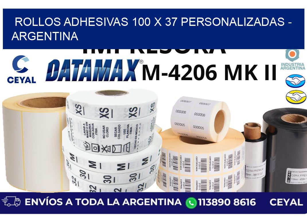rollos adhesivas 100 x 37 personalizadas - Argentina