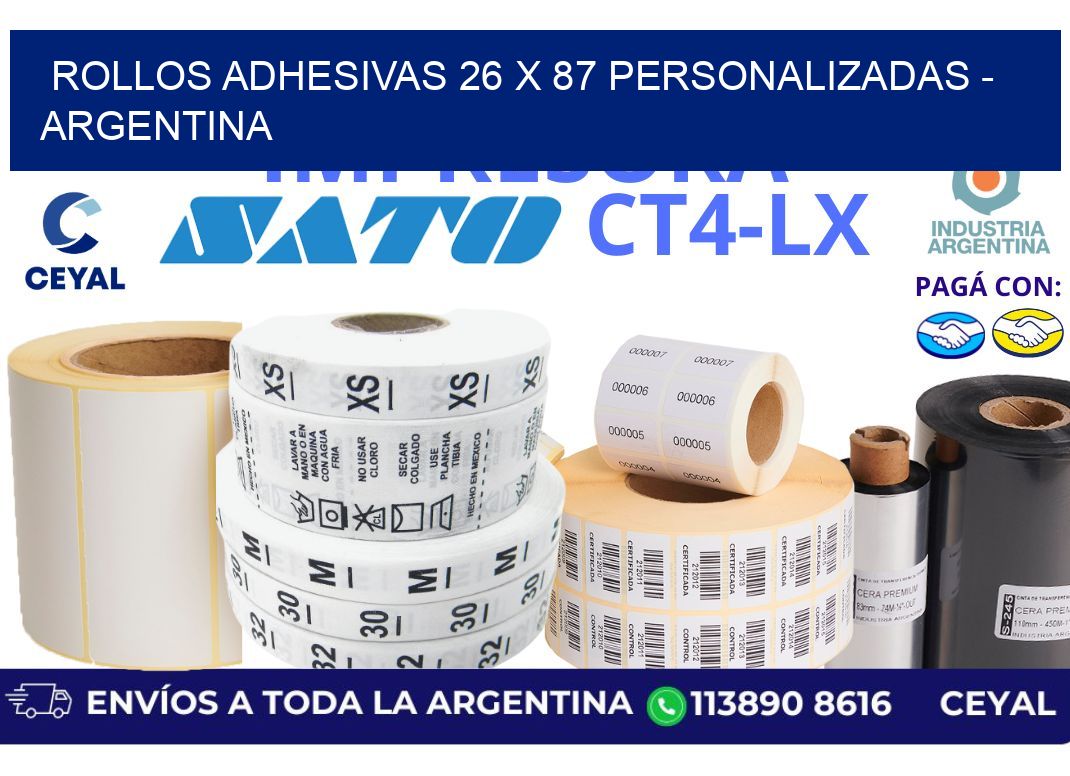 rollos adhesivas 26 x 87 personalizadas – Argentina