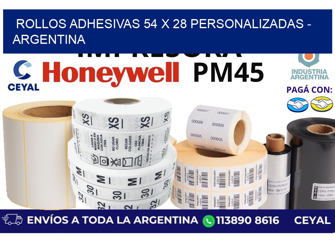 rollos adhesivas 54 x 28 personalizadas - Argentina