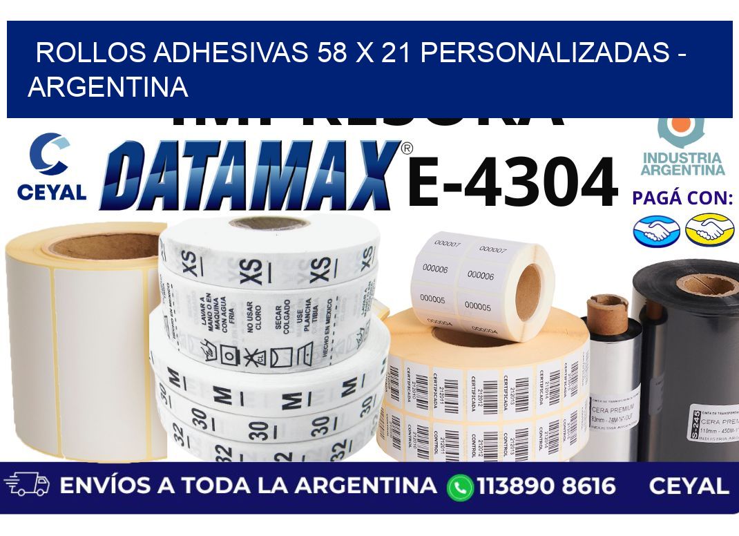 rollos adhesivas 58 x 21 personalizadas - Argentina