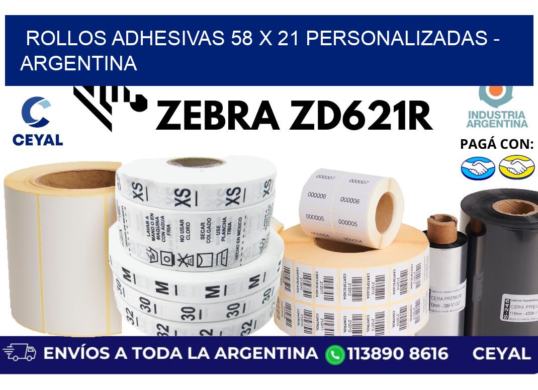 rollos adhesivas 58 x 21 personalizadas – Argentina