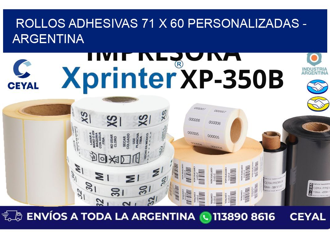 rollos adhesivas 71 x 60 personalizadas - Argentina
