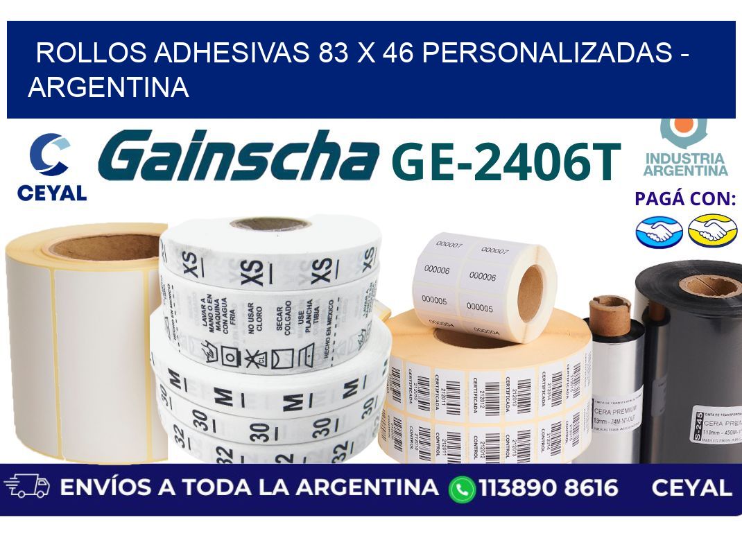 rollos adhesivas 83 x 46 personalizadas - Argentina
