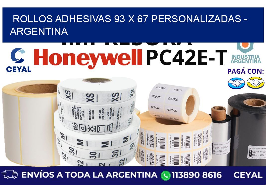 rollos adhesivas 93 x 67 personalizadas - Argentina