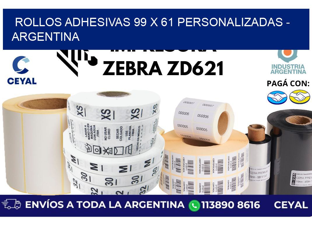 rollos adhesivas 99 x 61 personalizadas - Argentina