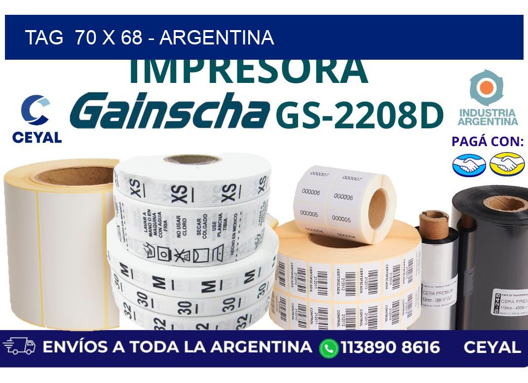 tag  70 x 68 - Argentina