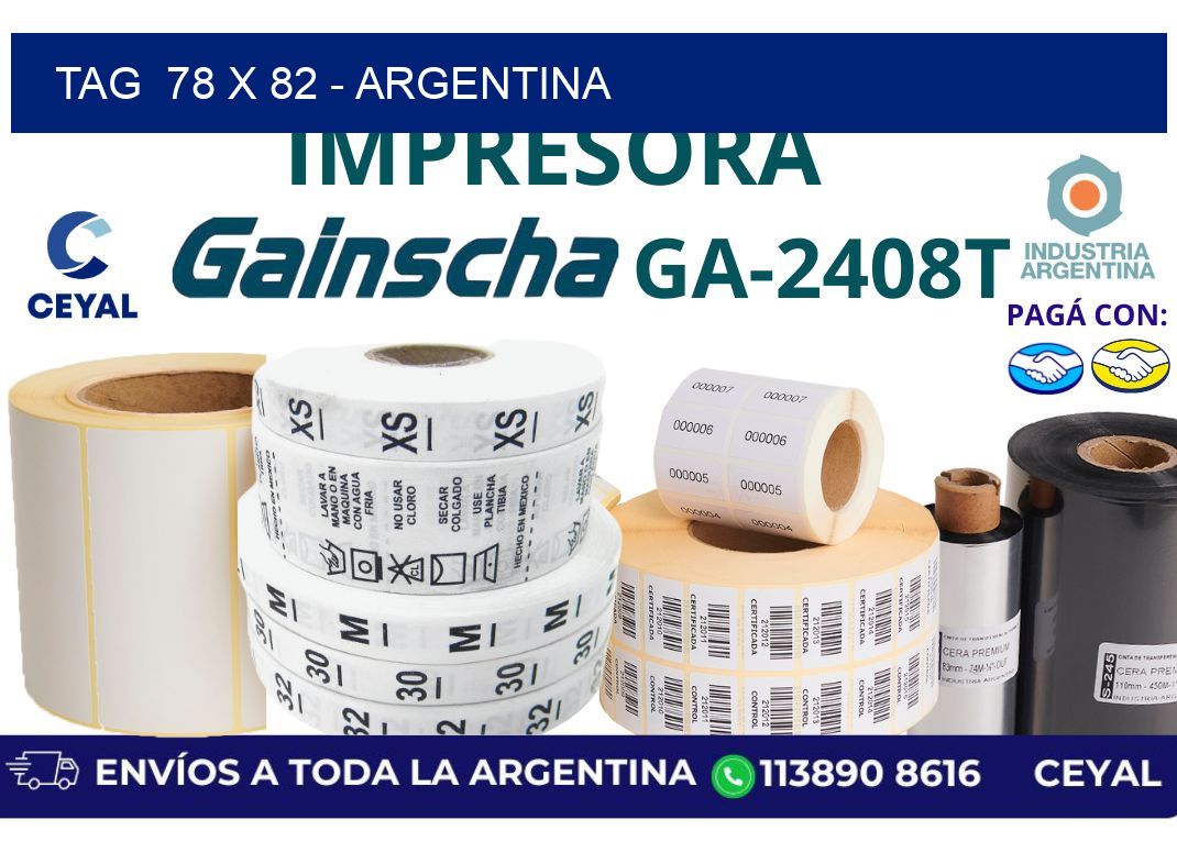 tag  78 x 82 - Argentina