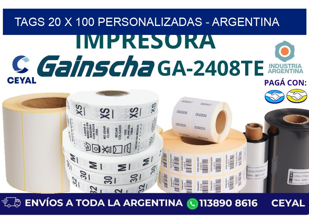 tags 20 x 100 personalizadas - Argentina