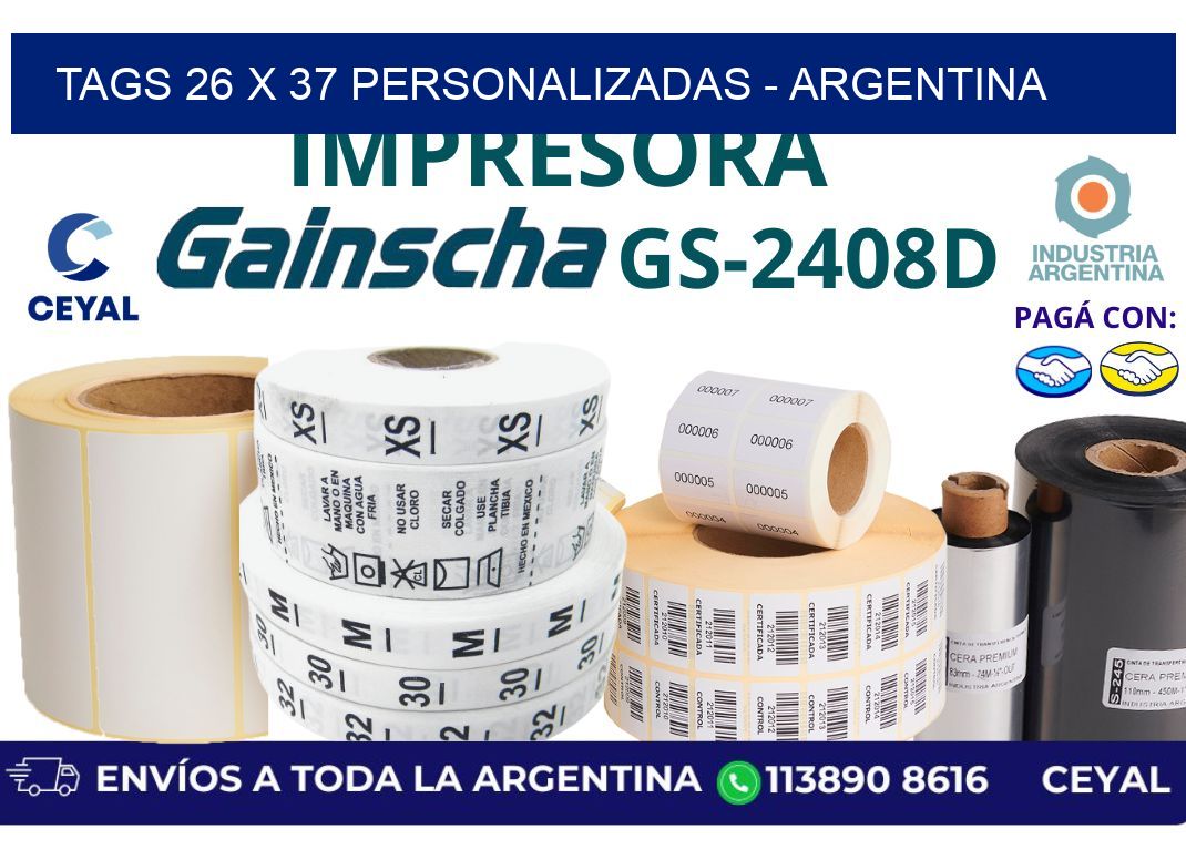 tags 26 x 37 personalizadas - Argentina