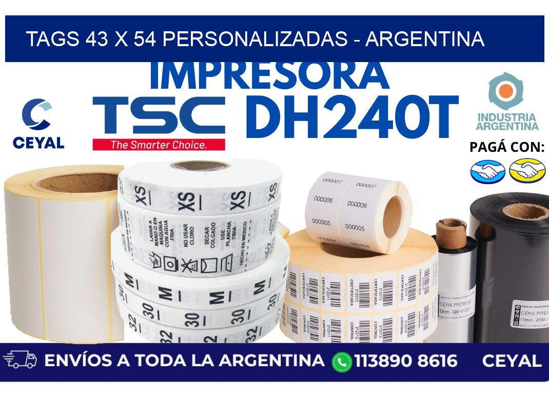 tags 43 x 54 personalizadas - Argentina