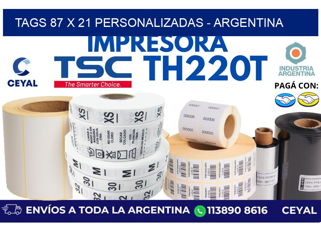 tags 87 x 21 personalizadas - Argentina