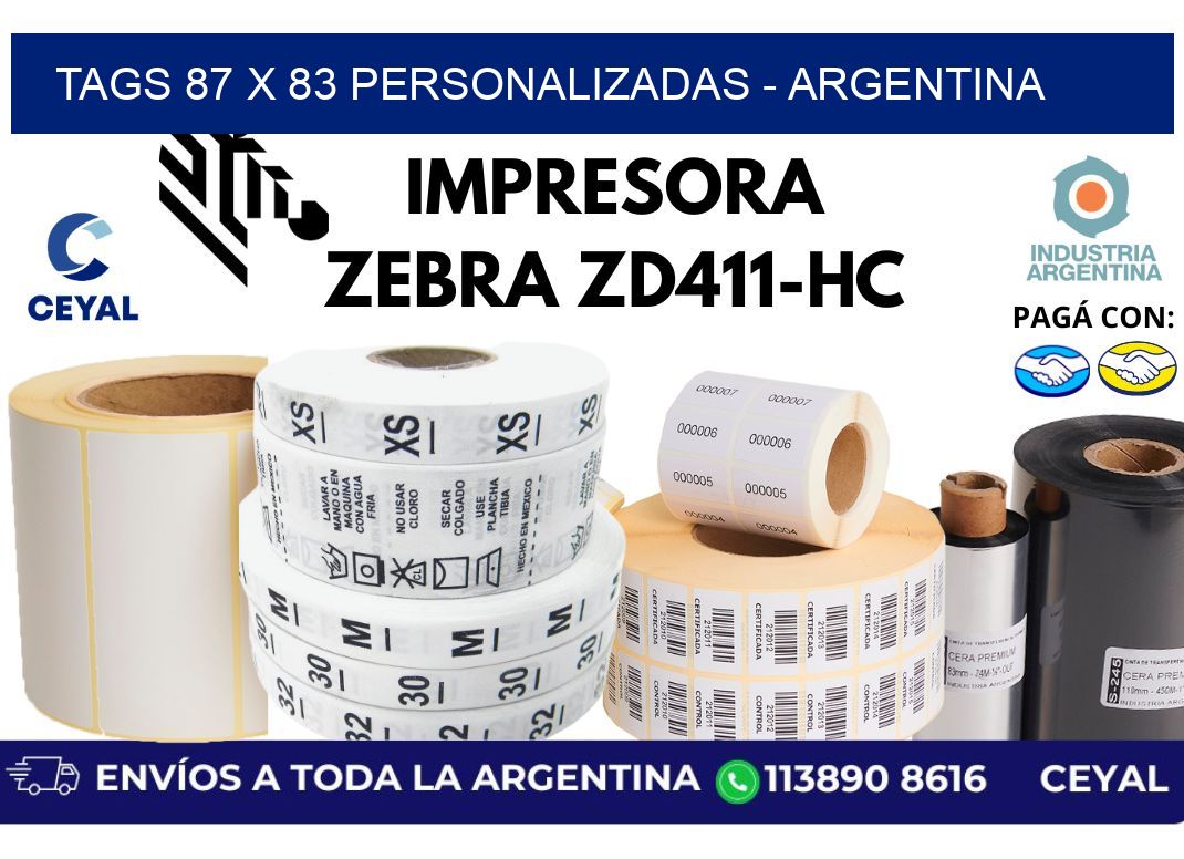 tags 87 x 83 personalizadas - Argentina