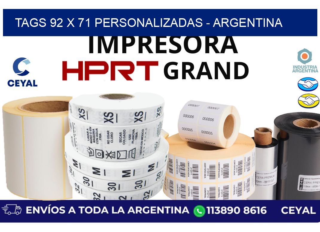 tags 92 x 71 personalizadas - Argentina