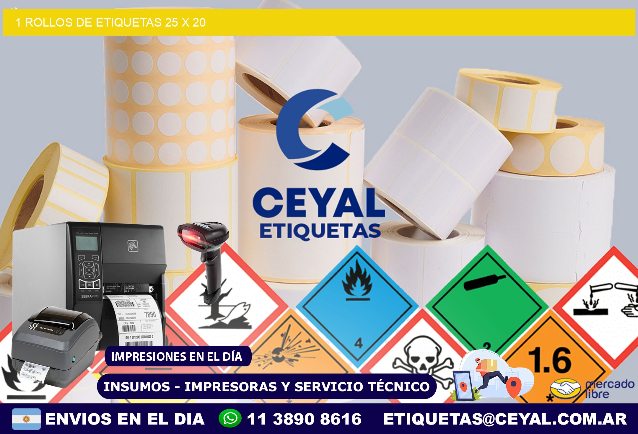 1 ROLLOS DE ETIQUETAS 25 x 20