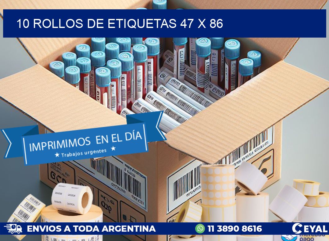 10 ROLLOS DE ETIQUETAS 47 x 86
