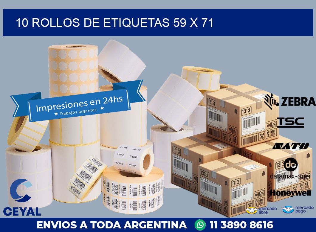 10 ROLLOS DE ETIQUETAS 59 x 71