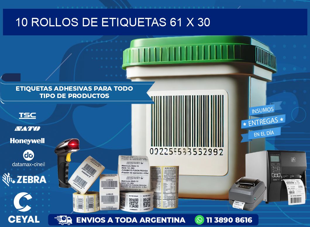 10 ROLLOS DE ETIQUETAS 61 x 30