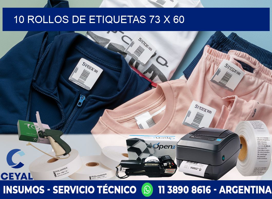 10 ROLLOS DE ETIQUETAS 73 x 60