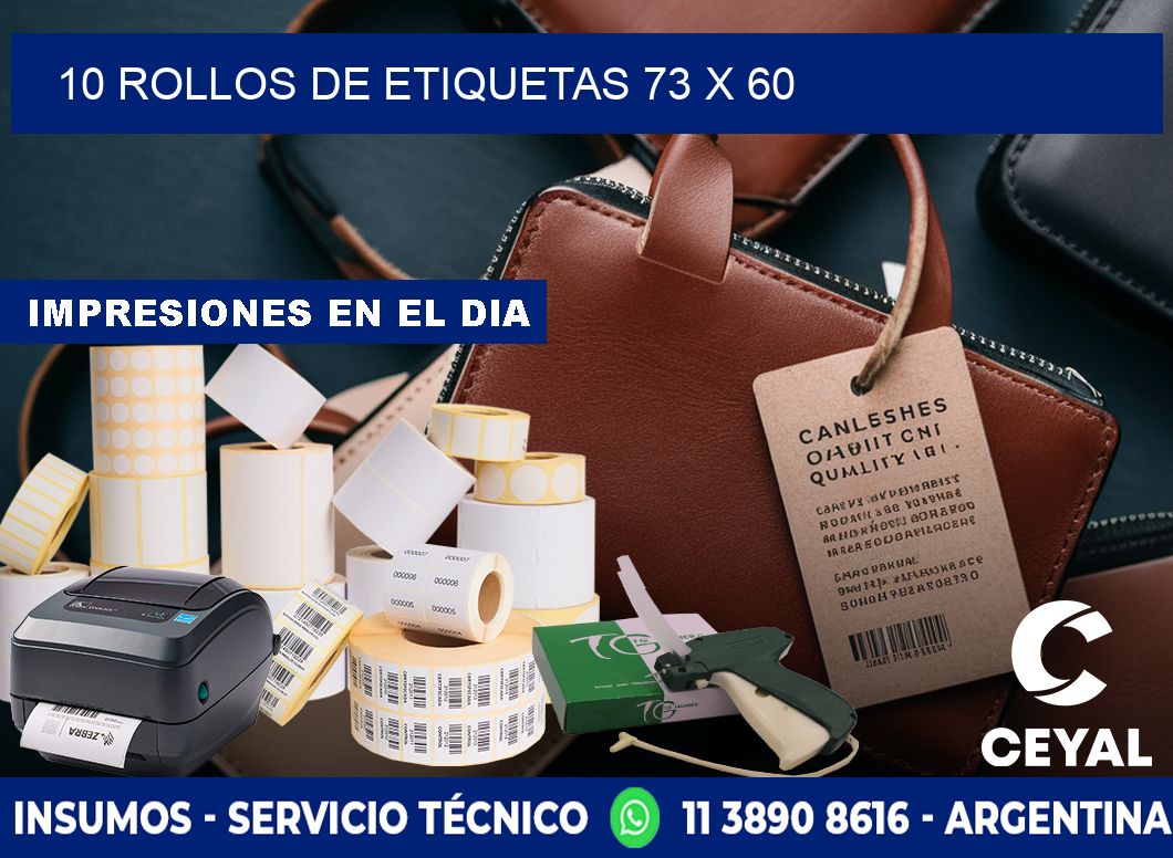 10 ROLLOS DE ETIQUETAS 73 x 60