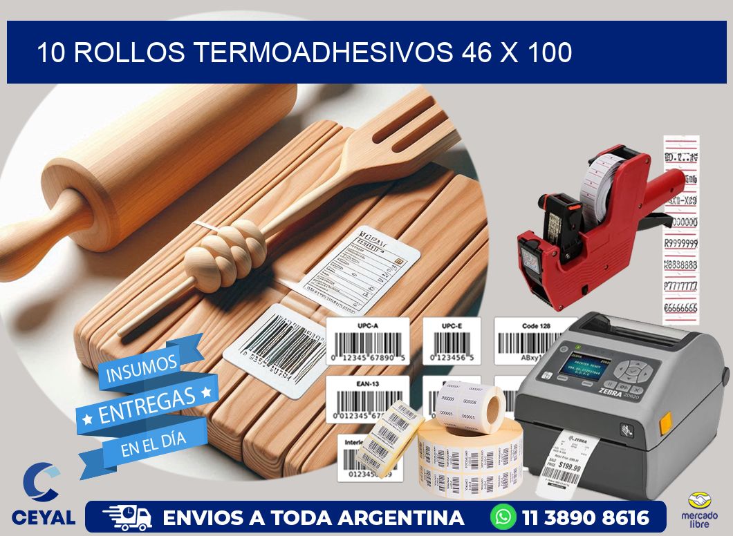 10 ROLLOS TERMOADHESIVOS 46 x 100