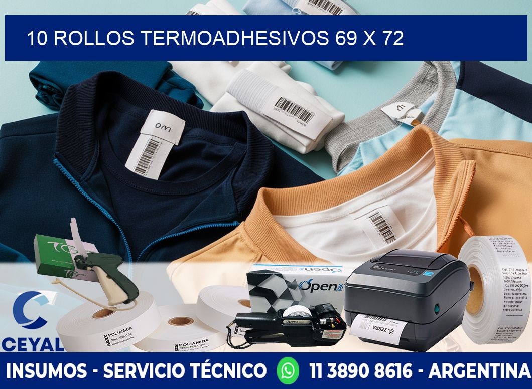 10 ROLLOS TERMOADHESIVOS 69 x 72