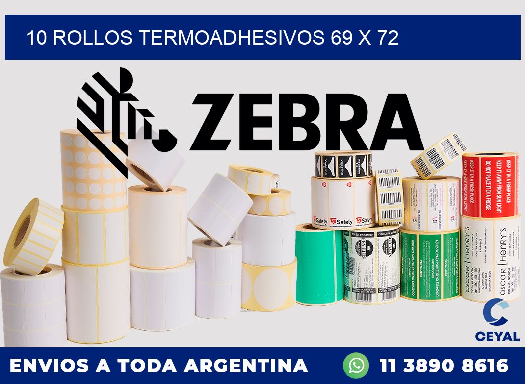 10 ROLLOS TERMOADHESIVOS 69 x 72