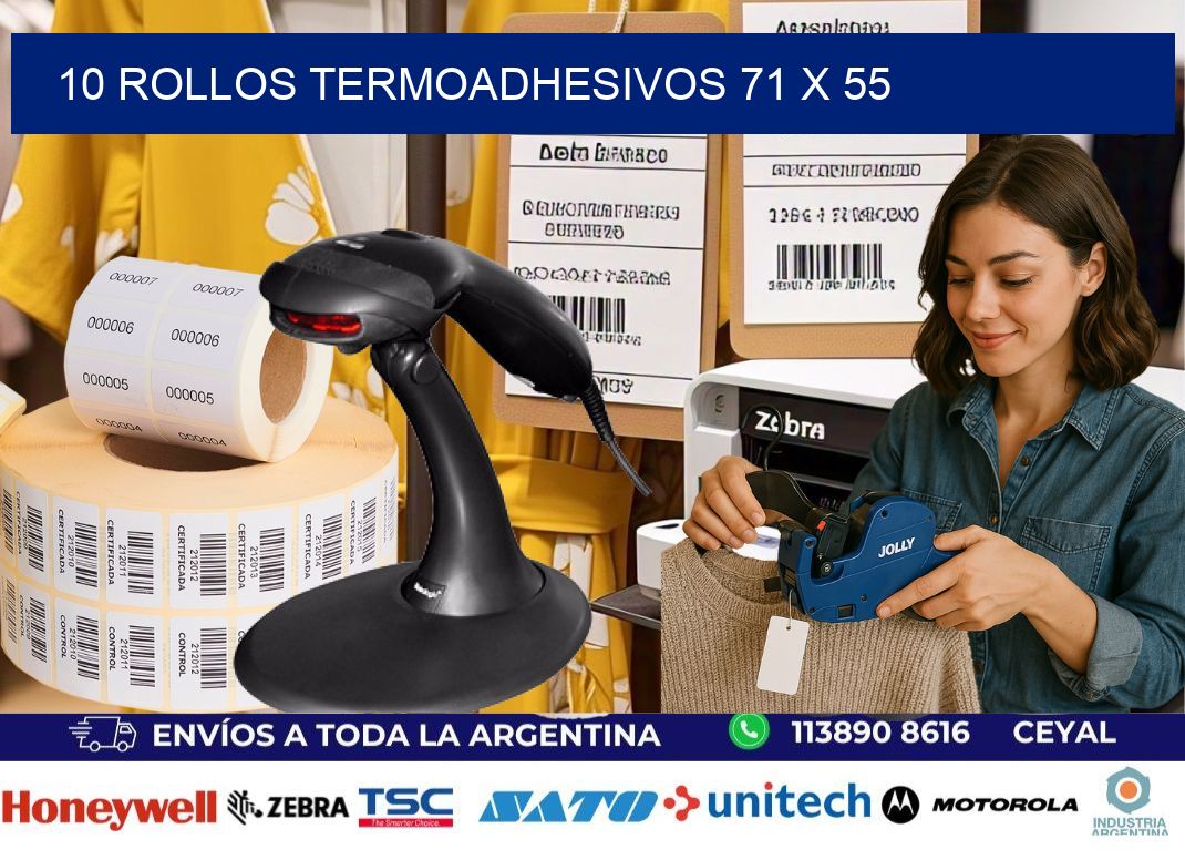 10 ROLLOS TERMOADHESIVOS 71 x 55