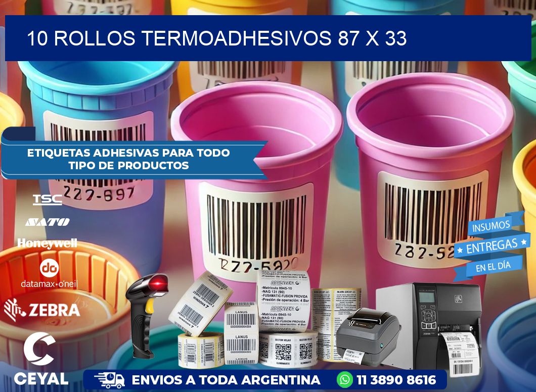 10 ROLLOS TERMOADHESIVOS 87 x 33