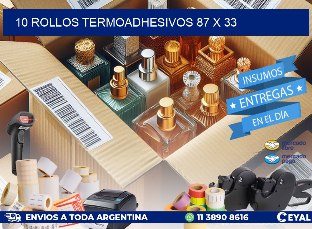 10 ROLLOS TERMOADHESIVOS 87 x 33